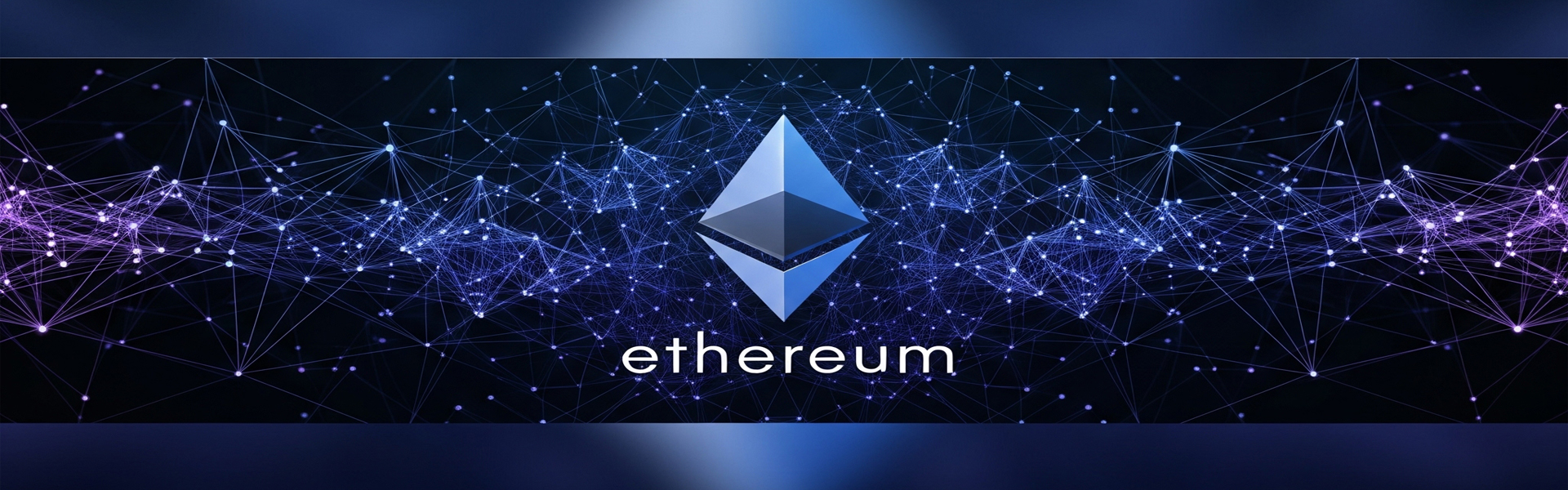 Ethereum logo with blockchain connections representing staking