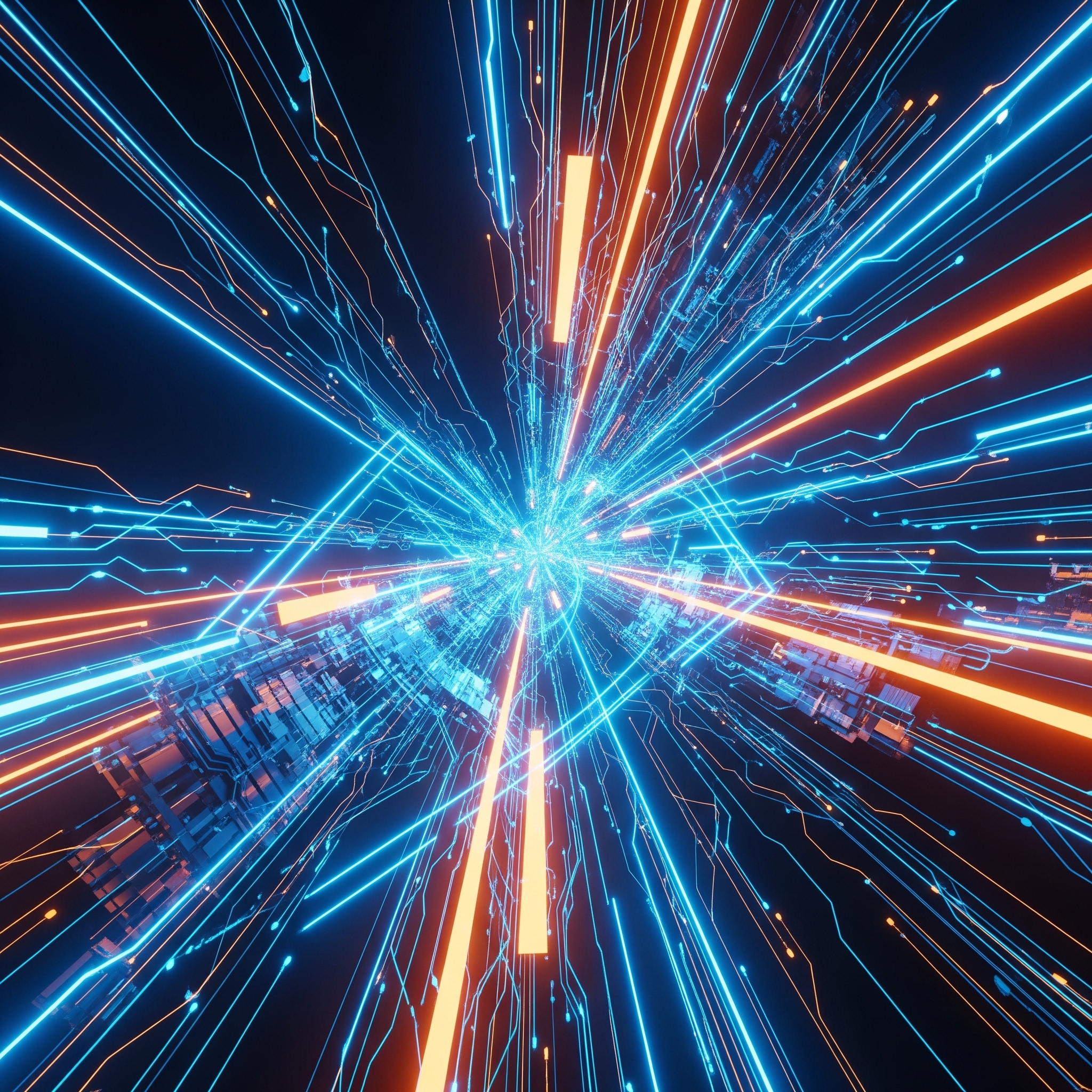 Abstract digital art representing innovation with glowing circuit patterns.